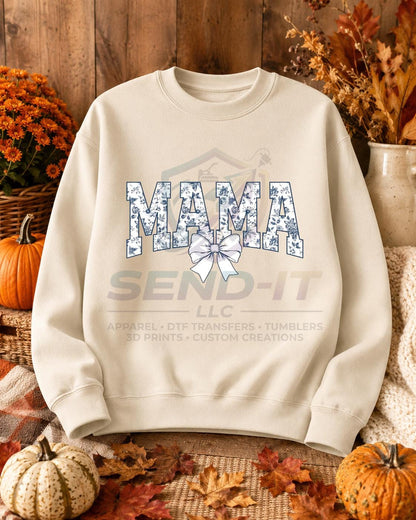Mama, Blue, Bow, DTF Transfer