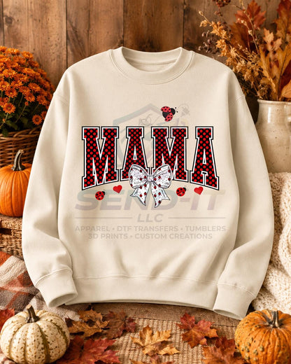 Mama, Ladybug, Bow, DTF Transfer