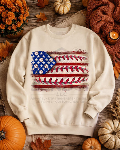 Baseball, Flag, DTF Transfer