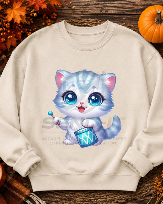 Cat, Drum, DTF Transfer