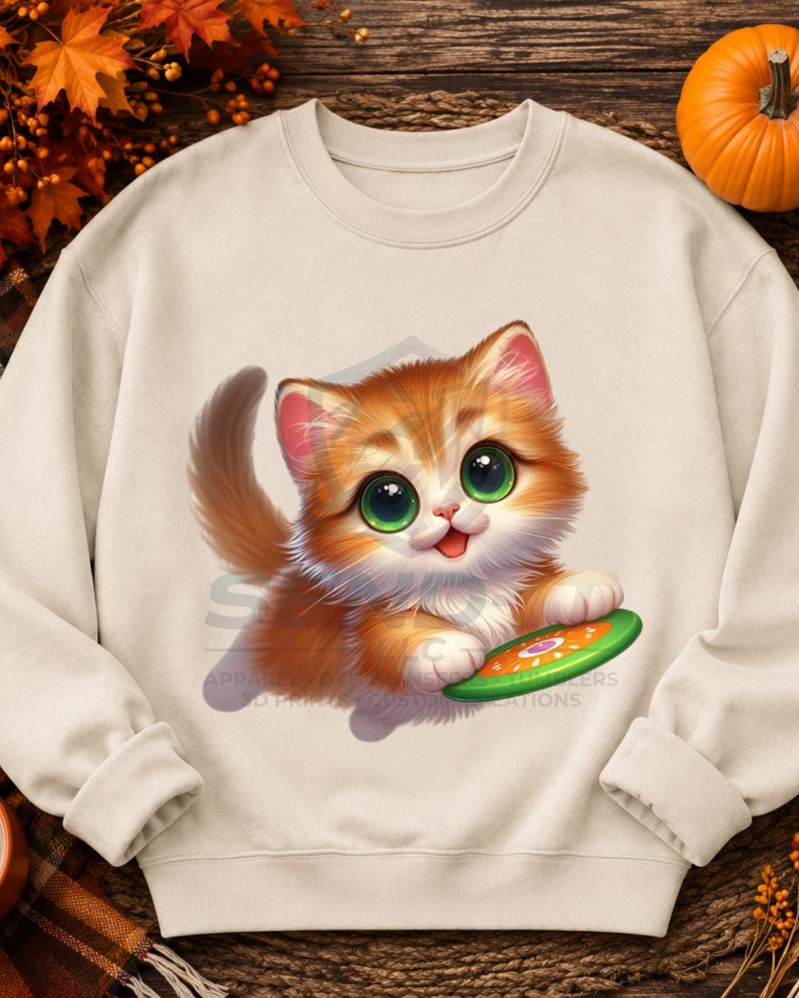 Cat, Frisbee, DTF Transfer