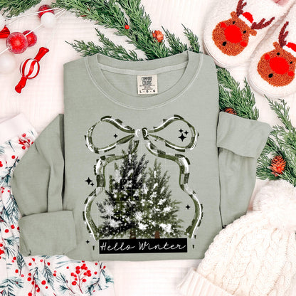 Hello, Winter, Tree, DTF Transfer