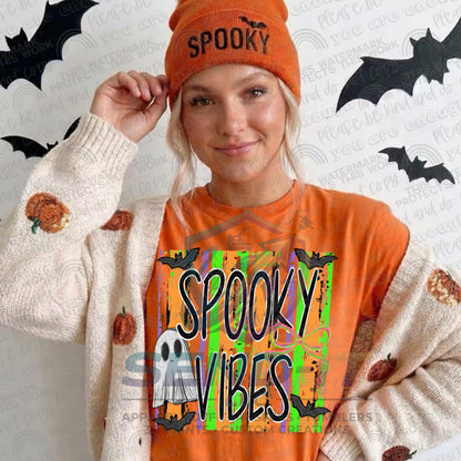 Spooky Vibes, Ghost, Halloween, DTF Transfer