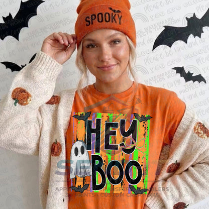Hey Boo, Halloween, Ghost, DTF Transfer