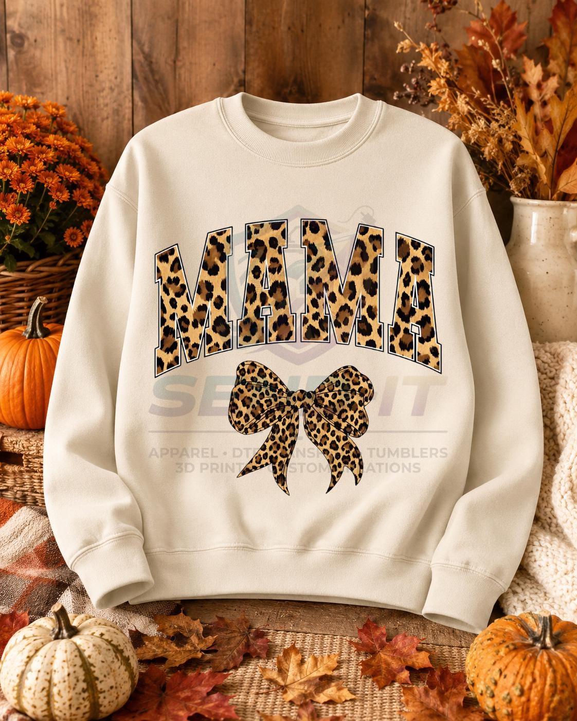Mama, Leopard, Bow, DTF Transfer