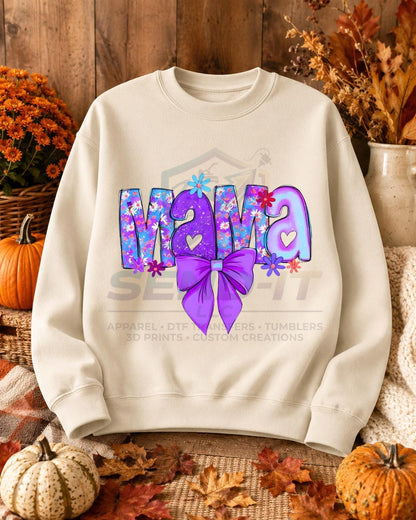 Mama, Floral, Bow, DTF Transfer