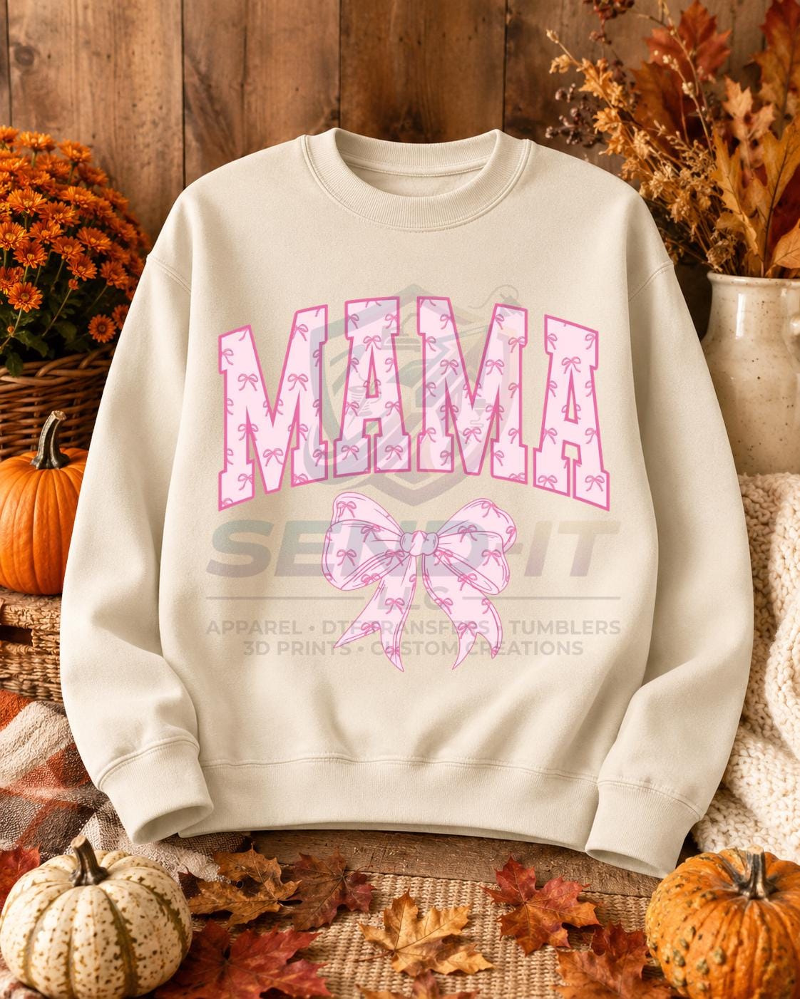 Mama, Pink, Bow, DTF Transfer