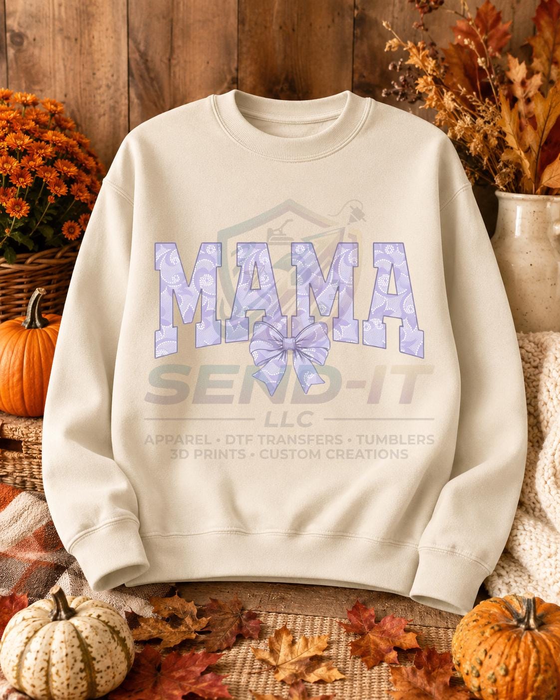Mama, Purple, Bow, DTF Transfer