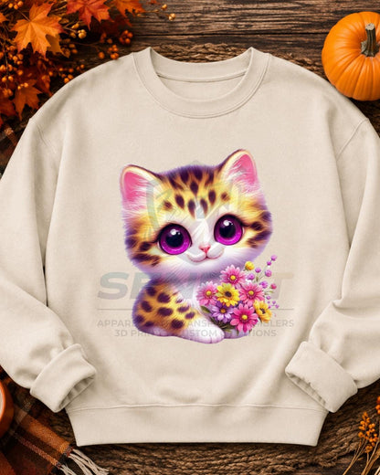 Cat, Floral, DTF Transfer