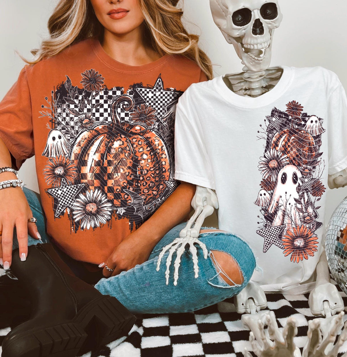 Distressed, Boo, Pumpkin, Halloween, DTF Transfer