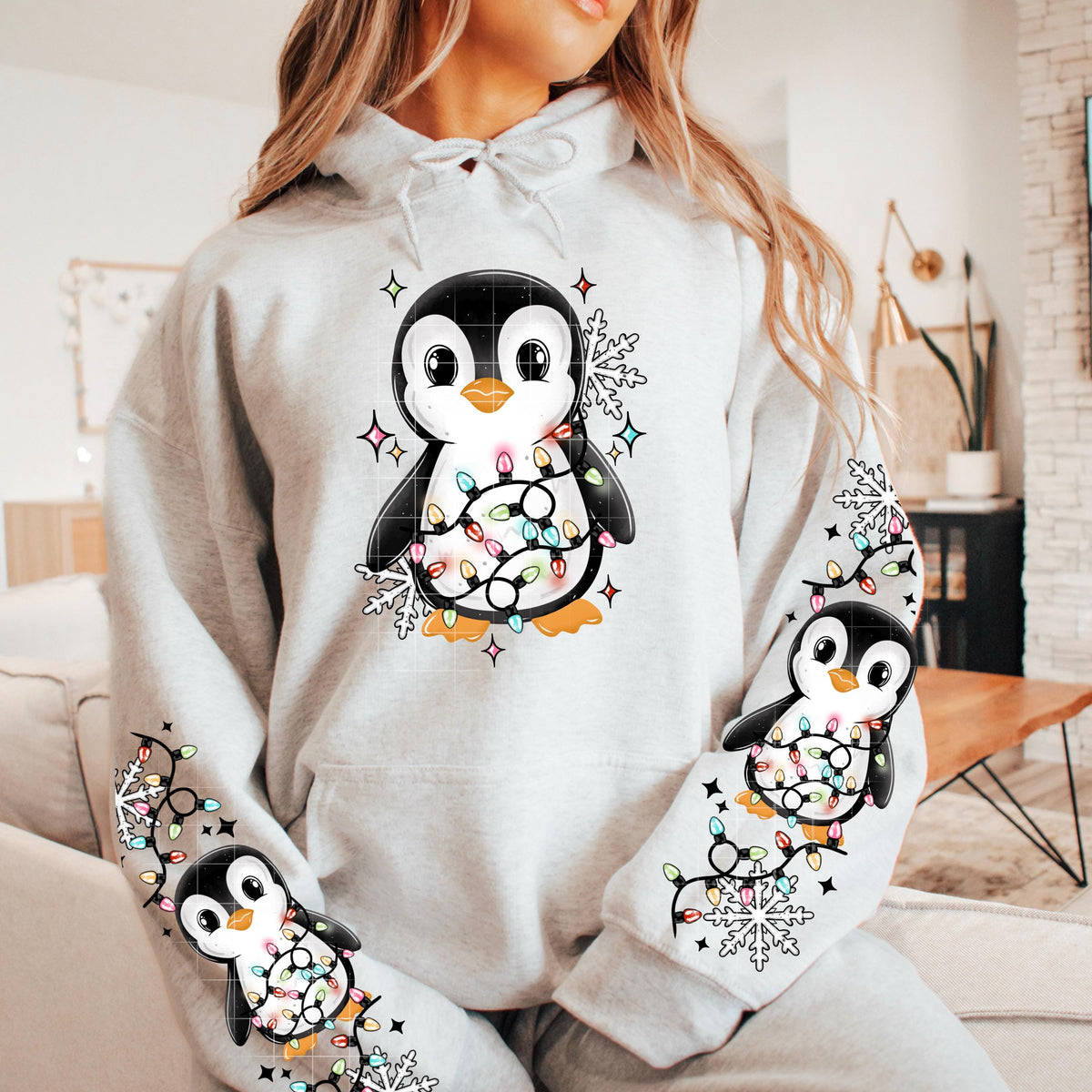 Penguin, Lights, DTF Transfer