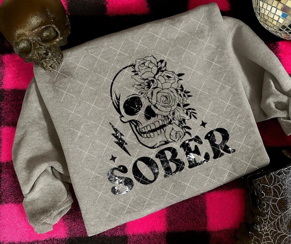Sober, Skull, DTF Transfer