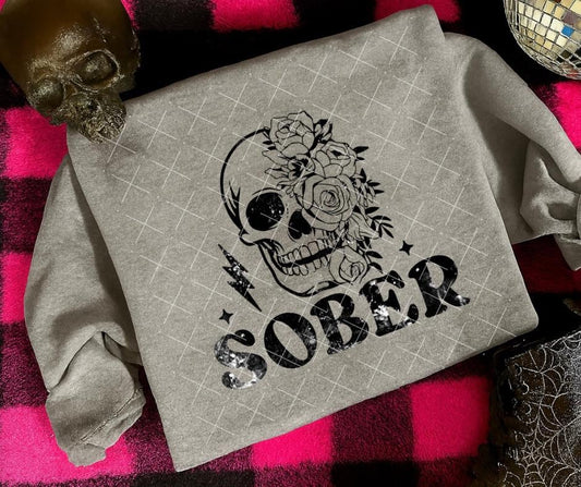 Sober, Skull, DTF Transfer